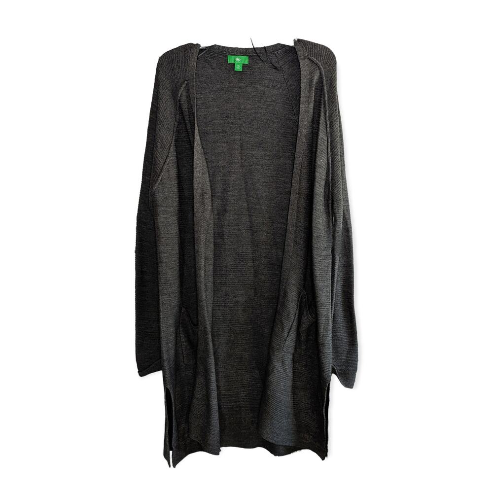 NWT Dip Womens Dark Gray Long Duster Cardigan Acrylic Sweater Fall Office XL